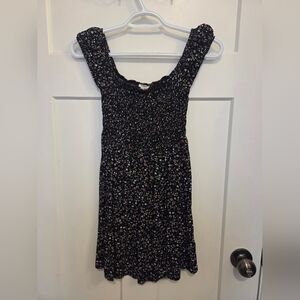 Garage Black Floral Smocked Midi Dress